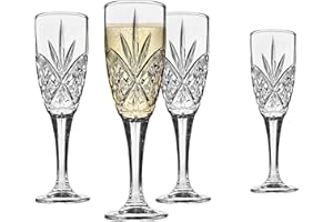 Godinger Dublin Crystal Champagne Flutes - Set of 4, 6 ounce