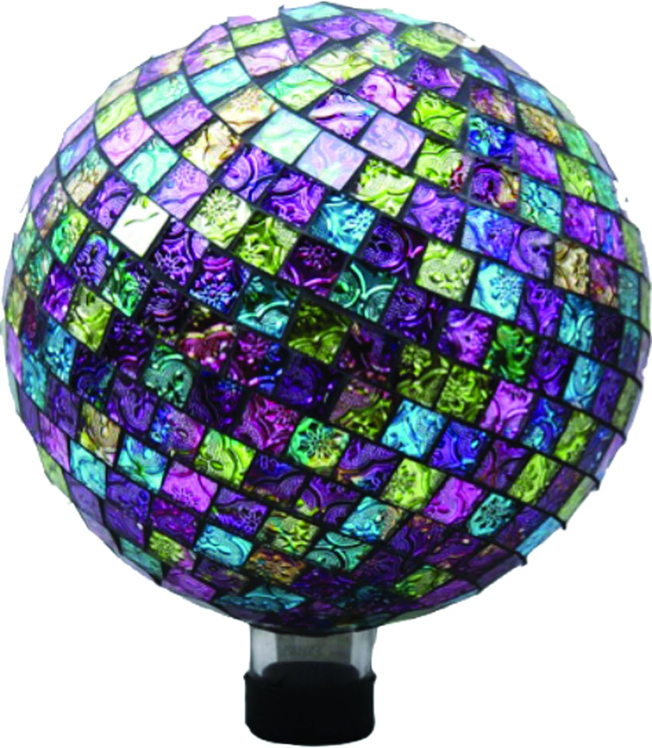 VERY COOL STUFF GLMPPG10 EMBOSSED GLASS GAZING GLOBE PINK/PRPL/GREEN 10 INCH