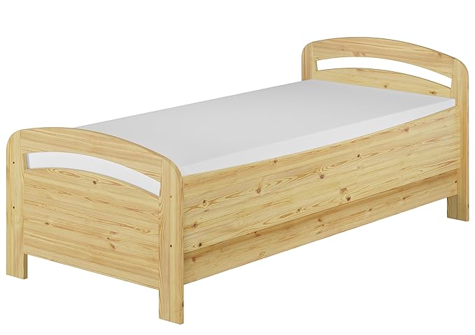 Erst-Holz® Seniorenbett Extra hoch 90x200 Matratze Rollrost Kiefer Bett Massivholz Holzbett 60.43-09 M