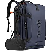 Tolaccea Travel Laptop Backpack, TSA Friendly Flight Approved Carry-on Business Rucksack Work Backpack with Extra Toiletry Bag, Dual Storage for 17.3" Laptop and 12.9" Tablet, 40-45L Expandable