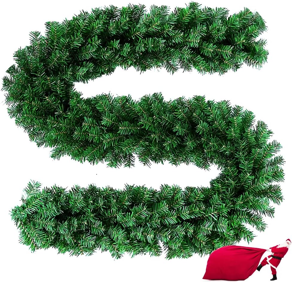 Wreaths, Garlands & Swags - ikanboo 9 Feet Christmas Garland 220 Branches Xmas Artificial Decorations for Doors Stairs Fireplace