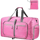 Dimayar Travel Duffle Bag for Men Women - Foldable Duffel Bag with Shoes Compartment - Overnight Bags Waterproof & Tear Resistant(115L,Pink)