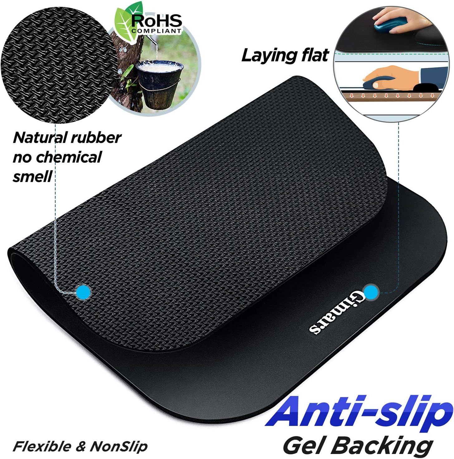 Gimars Large Smooth Superfine Fibre Memory Foam Ergonomic Mouse Pad Wrist Rest Support - Mousepad with Nonslip Base for Laptop, Computer, Gaming & Office - Comfortable for Easy Typing & Pain Relief : Office Products
