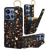 Petitian for Moto G 5G/Play 2025 Wallet Case, Growing Flower | Credit Card Holder, Stand Wristband Strap, Leather Phone Cover, RFID Blocking, Cute Girly Design for Motorola