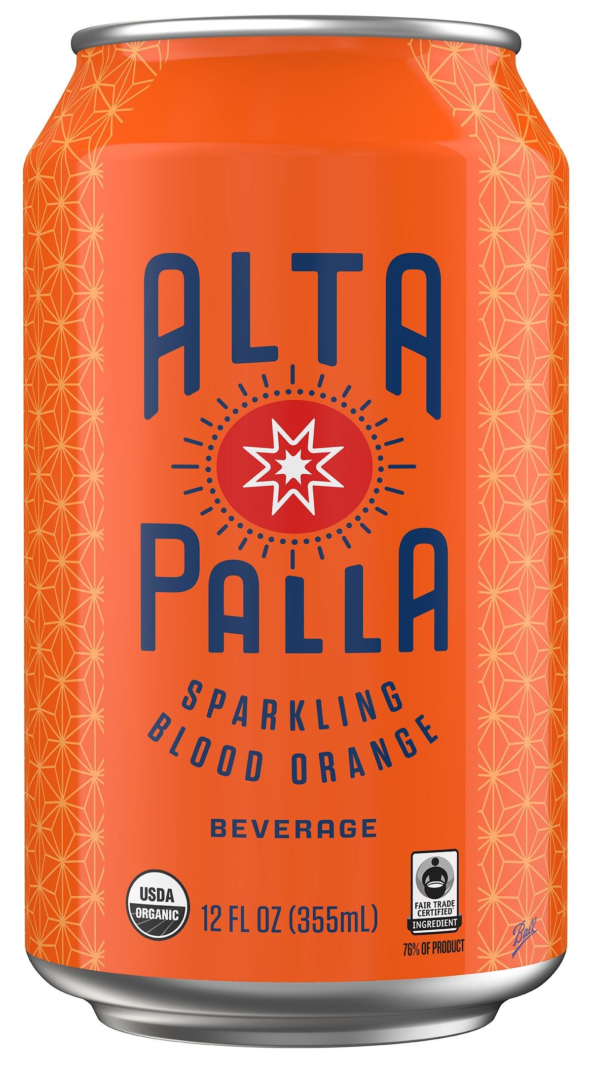 Alta Palla Organic Fair Trade Sparkling Fruit Juice Beverage, Blood Orange, 12 Ounce, 24 Count