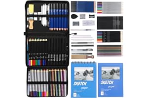 Kebuye Drawing Sketching Pencils-78 Pack Drawing Pencils for Sketching Pro Art Sketch Supplies with Sketchbook, Graphite,Colored, Charcoal, Watercolor, Metallic Pencils for Artists Teens Beginner