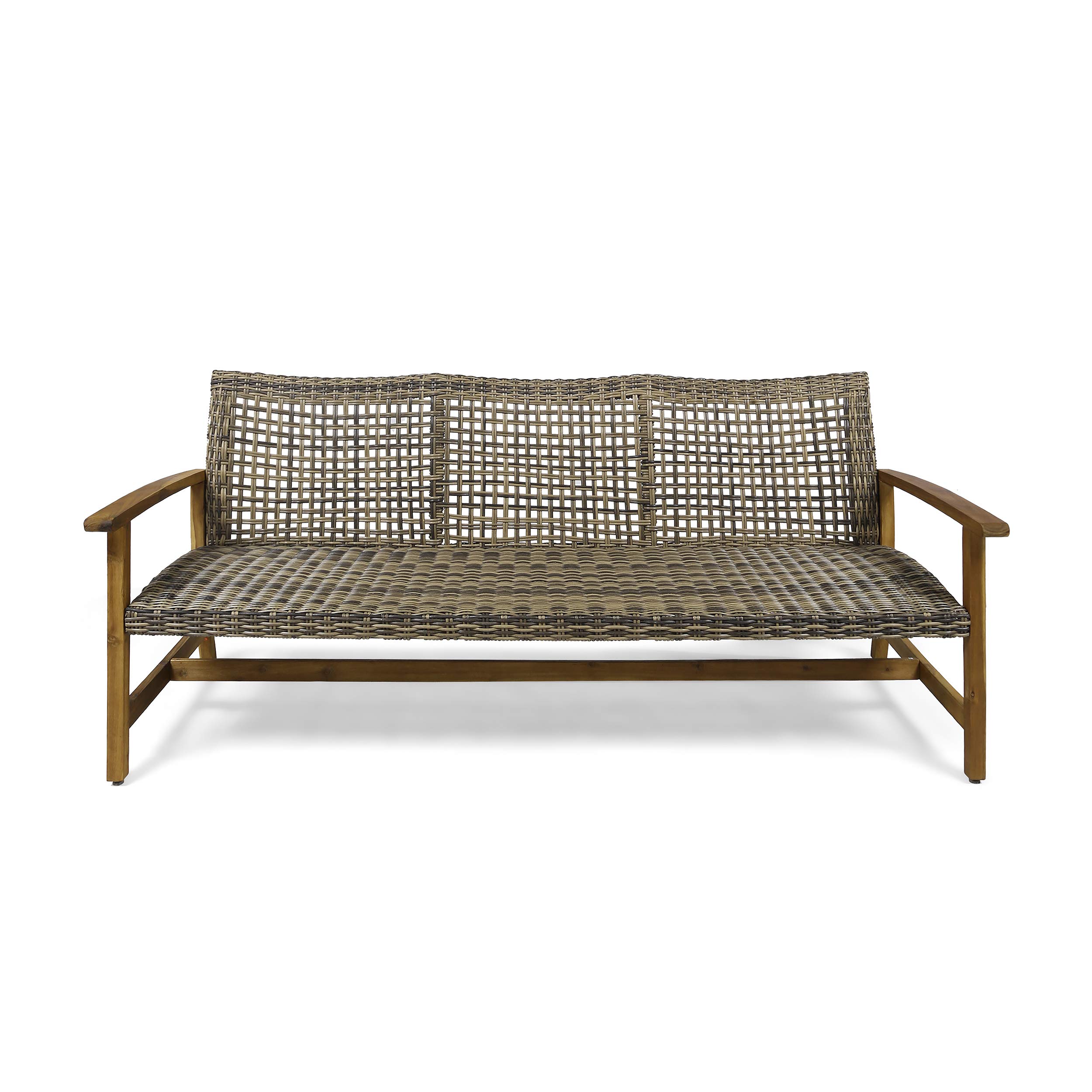Christopher Knight Home 307797 Marcia Outdoor Wood Sofa, Wicker, 75.50 x 31.00 x 31.50, Gray, Natural Stained Finish