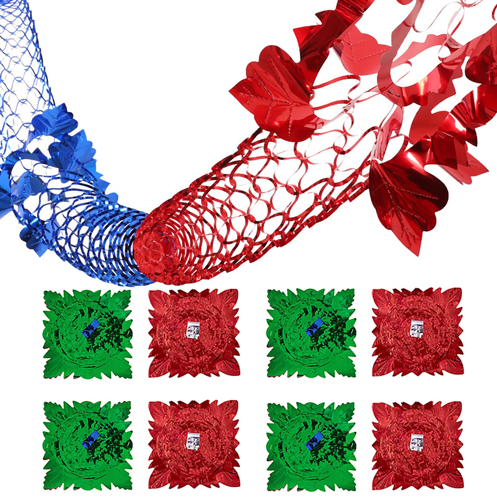 dinghaole 8 pcs christmas ceiling decorations,Colourfull Christmas Hanging Decorations for Indoor Outdoor(2.8m /9ft),foil christmas decorations,christmas streamers