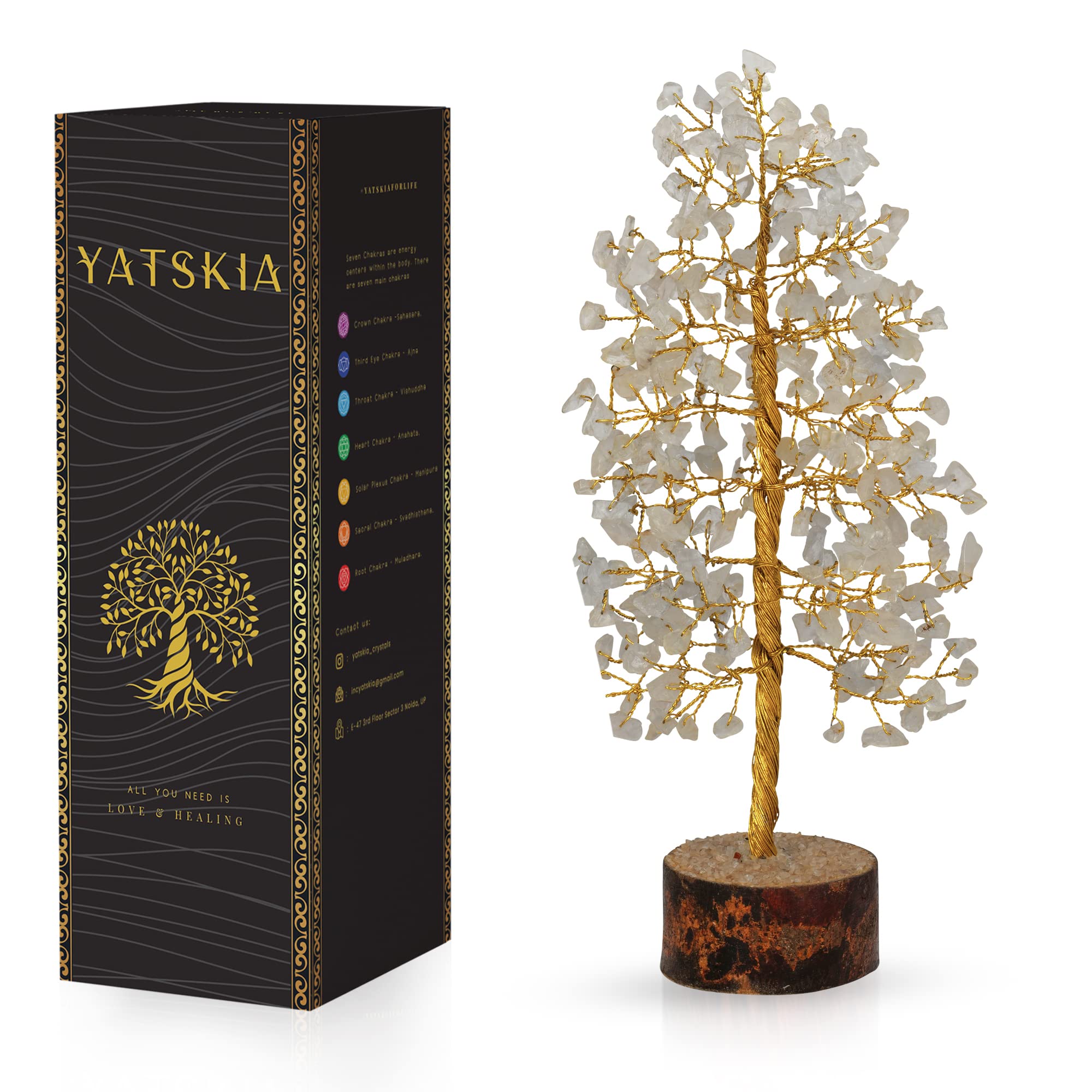 YATSKIA Quartz Crystals - Clear Quartz Tree of Life - Home Office Decor & Meditation Accessories - Crystal Décor (10 Inch)