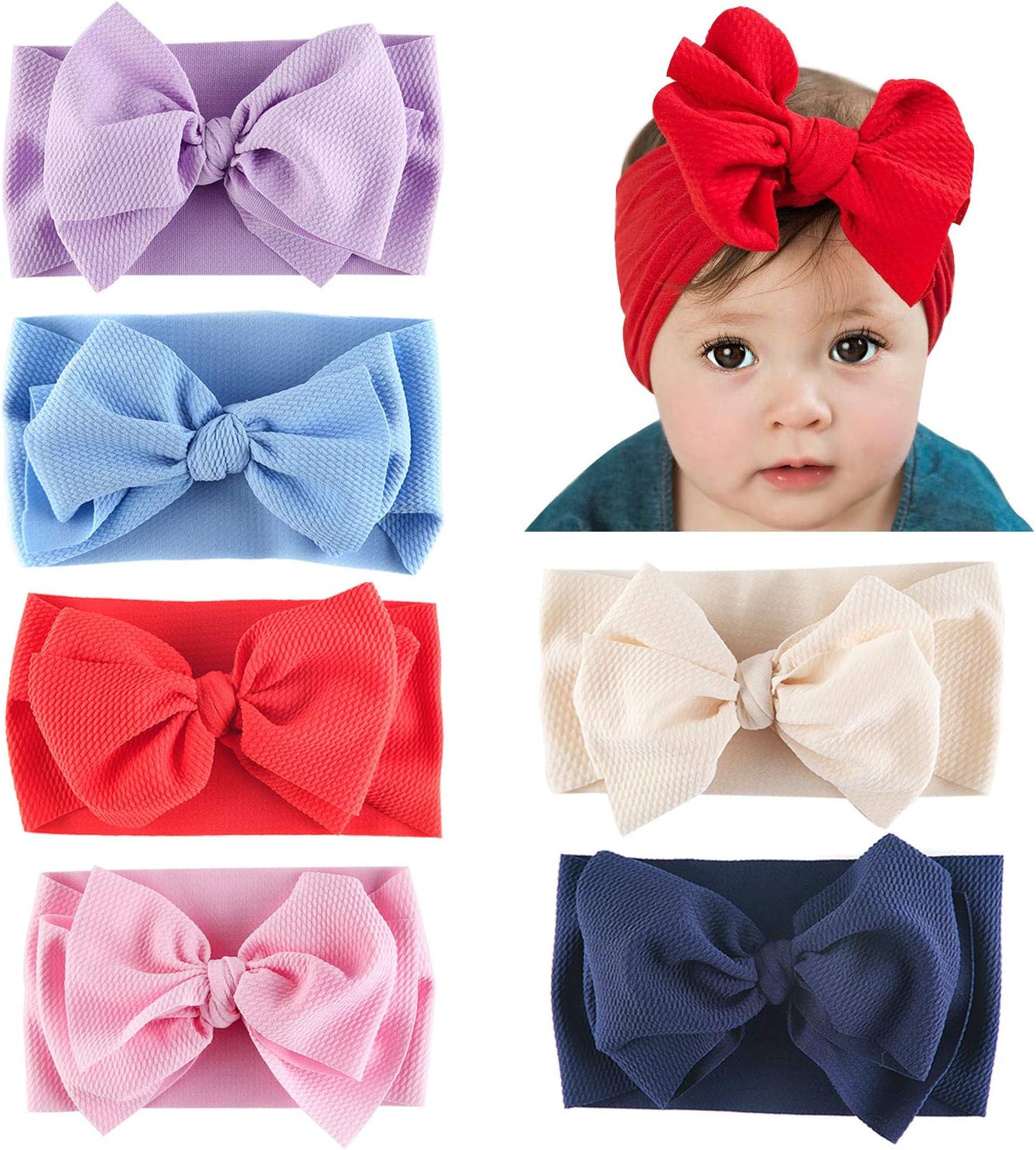 Langwolf Baby Girl Nylon Knotted Headbands Newborn Infant Toddler Hairbands and Bows Child Hair Accessories…