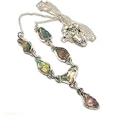 Natural Rocks by Kala Genuine Ethiopian Opal 925 Solid Sterling Silver Necklace 17" inches