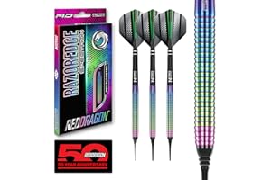 RED DRAGON Razor Edge Spectron 20g, 22g, 24g or 26g Steeltip or 18g Softip Tungsten Darts Set with Flights and Shafts (Stems)