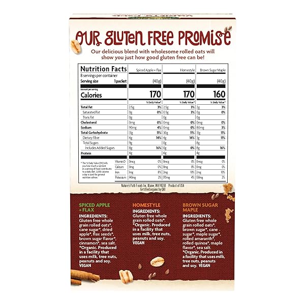 NATURE’S PATH ORGANIC VARIETY PACK INSTANT OATMEAL, 11.3 OZ (PACK OF 1), GLUTEN FREE, NON-GMO