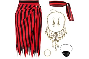 CICOCI Pirate Costume Women with Accessories Set Womens Pirate Skirt Headscarf Necklace Full Halloween Role Play Outfits