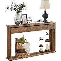 VASAGLE Console Table, 47.2 Inches Sofa Table, Narrow Entryway Table, Entry Table with 3 Drawers, Bottom Shelf, Metal Corners