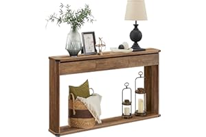 VASAGLE Console Table, 47.2 Inches Sofa Table, Narrow Entryway Table, Entry Table with 3 Drawers, Bottom Shelf, Metal Corners