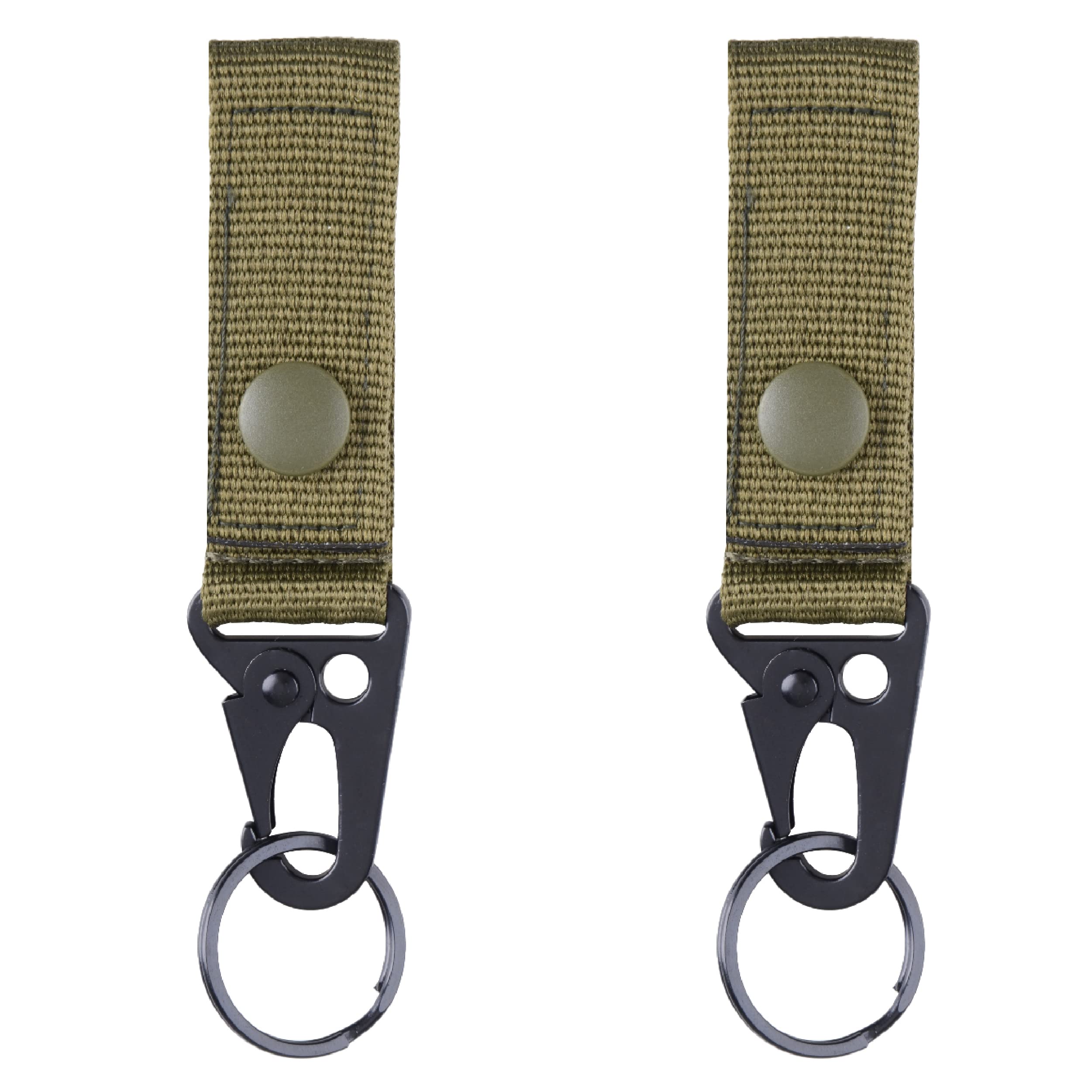 Azarxis Tactical Hanging Belt Webbing Buckle Molle Strap Nylon Snap Hook Clip, Keychain Keyholder Ring Tactical Backpack Molle Clip for Backpack Bag Belt Camping Hiking Outdoor (Black - Pack of 2)