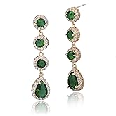 Women's Cubic Zirconia Bridal Earrings - Elegant Long Wedding Party Prom Earring for Bride Bridesmaids Crystal CZ Rhinestone Chandelier Statement Dangle Drop Earrings for girls