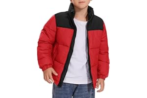 Rousytn Kids Boys' Girls Winter Coat Puffer Jacket Water-Resistant Insulated Fashion Colorblock Quilted Bubble Outerwear