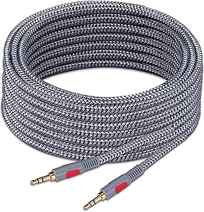 3.5mm Aux Cord 30 ft,Ruaeoda Nylon Braid 3.5mm to 3.5 mm Audio Cable 1/8 Shielded AUX Headphone Cable Extension Male to Male Outdoor Auxillary Stereo Audio Cable Cord