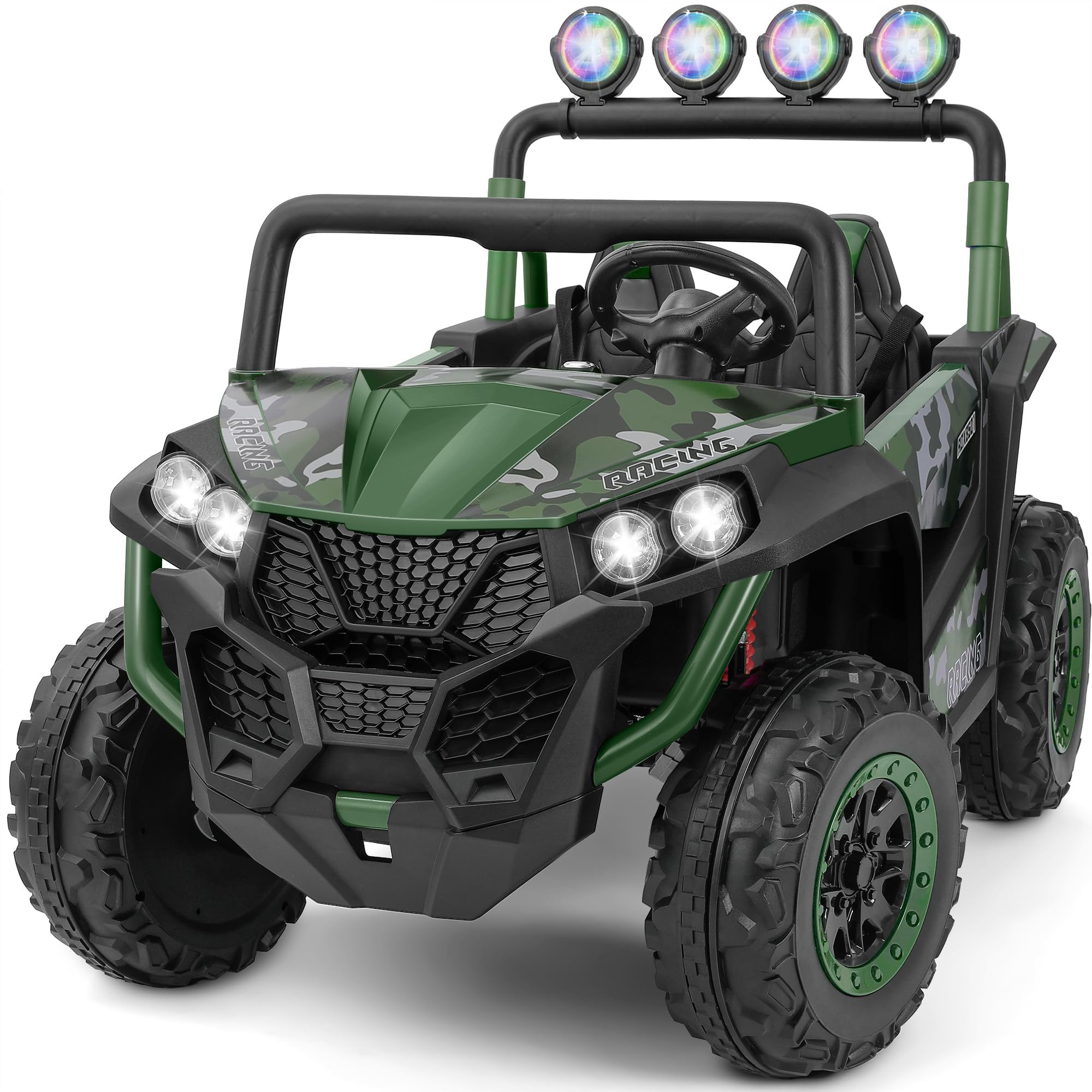 Photo 1 of *USED*
ELEMARA 2 Seater 24V Ride on Toys for Big Kids,XL Ride on Car with Remote Control,Max Capacity 130lbs Battery Powered Kids car,5 Mph Max,4-Wheeler Suspension,Bluetooth,Rainbowlight*4,Camouflage Green