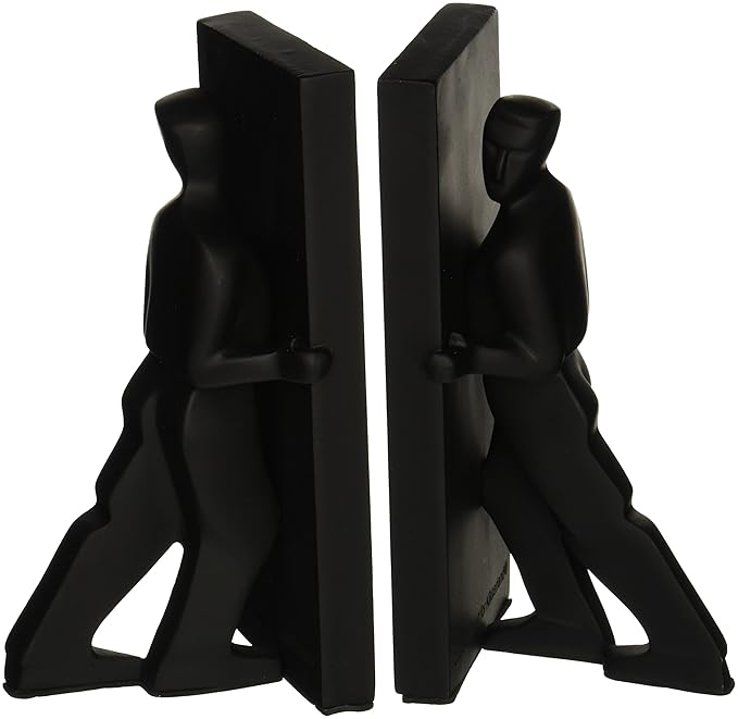 KIKKERLAND Pushing Men Bookend Pair, Stone, Black Amazon.co.uk