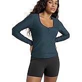 ODODOS Women's Long Sleeve Henley T-Shirt – Ultra Soft odSTRATUM Tech Tee, UPF 50+ Button V-Neck Top