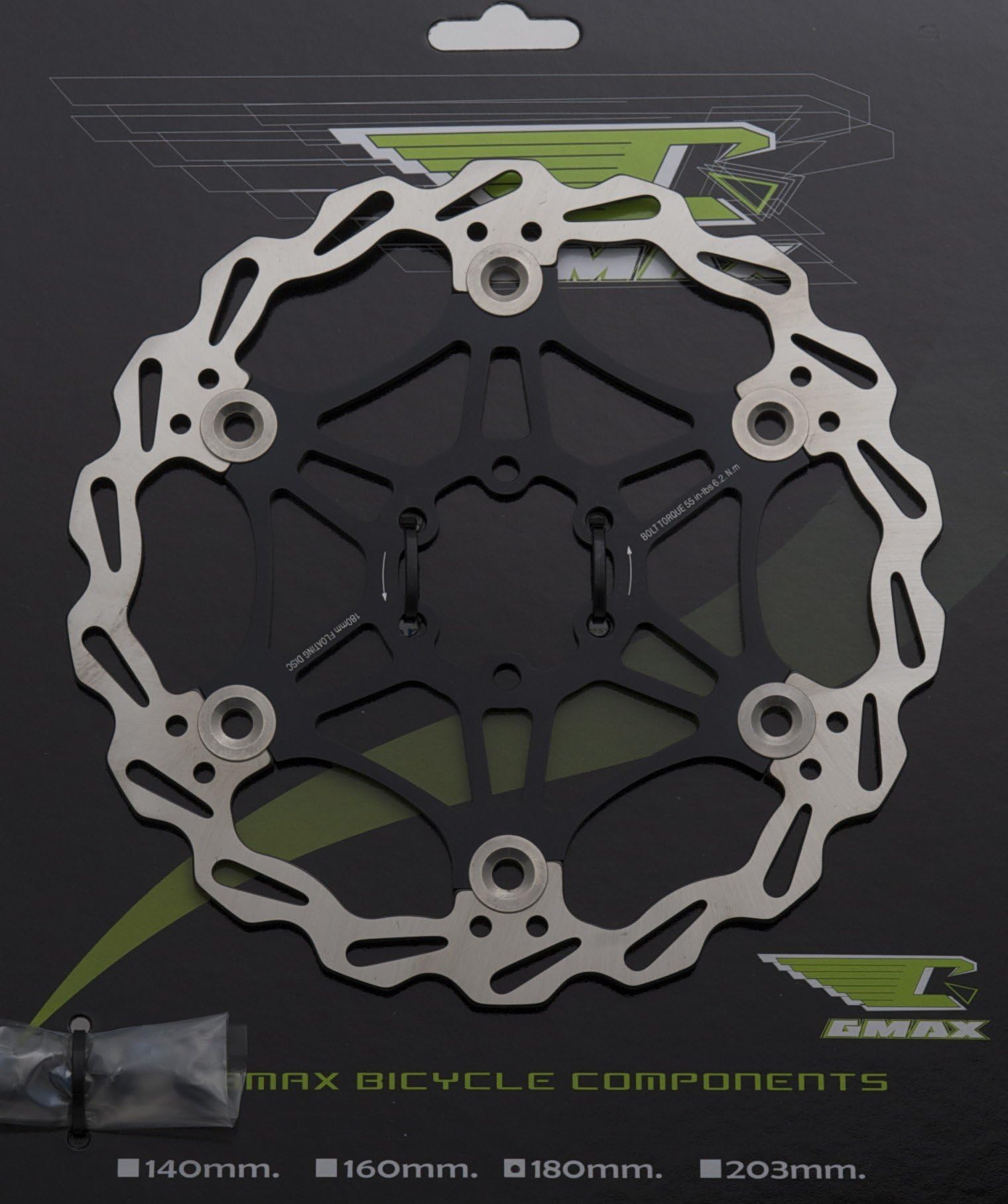 GMAX Lightweight CNC Machined Brake Rotor Floating Disc: 180mm - 3 Colour Options
