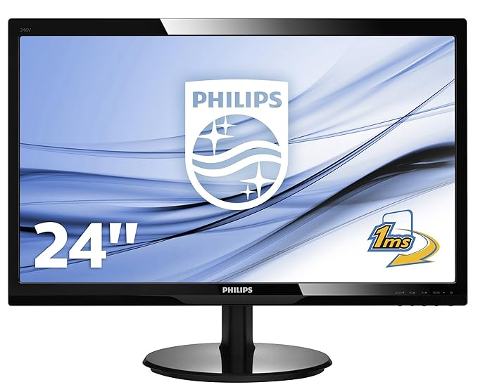 Philips 246V5LHAB/00 61 cm (24 Zoll) Monitor (VGA, HDMI, DVI, TN Panel, 1920 x 1080, 60 Hz, mit Lautsprecher) schwarz