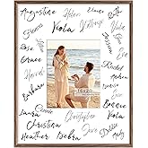 Axeman 16x20 Signature Picture Frame with 8x10 White Mat – Wedding Guest Book Alternative, Wall Hanging Photo Frame for Graduation, Celebration, Autograph Display and Home Decor, Walnut
