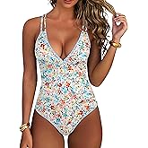 ANRABESS Women One Piece Swimsuits Tummy Control Slimming Bathing Suit Push Up V Neck Swimwear 2026 Beach Vacation Clothes