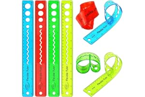 8 Packs 4 Colors Flexible Ruler 12 Inch Soft Plastic Ruler Clear Straight with Inches and Metric for Workshop Office School H