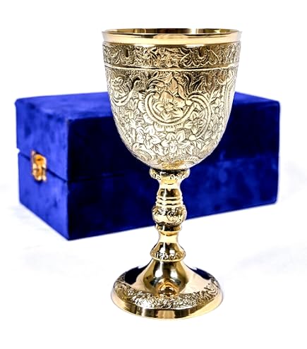 Amazon.com | Interglass Italy, Crystal Wine Glasses, Vintage Design, 24K  Gold Hand Decorated, 10 oz Goblets, Set of 1 (Clear, Wine): Wine Glasses