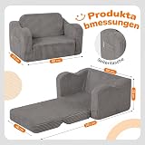 MeMoreCool Corduroy Kids Couch Sofa Folding Toddler Chair Bed Grey view 3