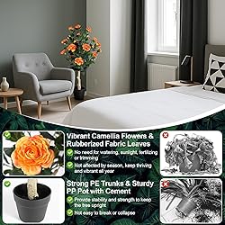 3FT Artificial Camellia Tree, 2 Pack Fake Camellia
