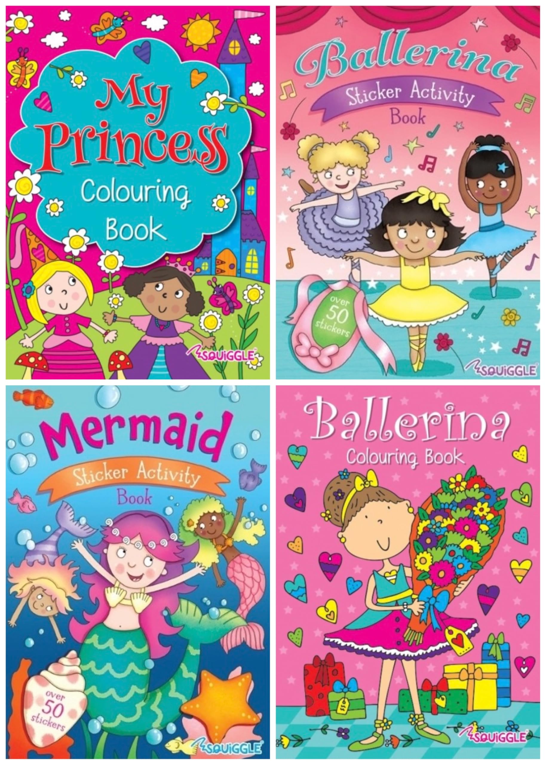 BG Kids Childrens Colouring & Activity Books Set of 4 - Choose Your Set (Set 1)