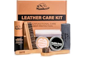 CUTEUP Leather Cleaner and Conditioner Kit - Saddle Soap, Mink Oil, Waterproofing Wax, Shoe Brushes,and More