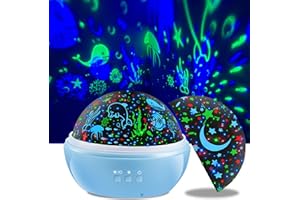 Kids Night Light,360° Rotating Starry Night Light Projector for Babys,Ocean Wave Projector for Kids Toddlers,Christmas Gifts 