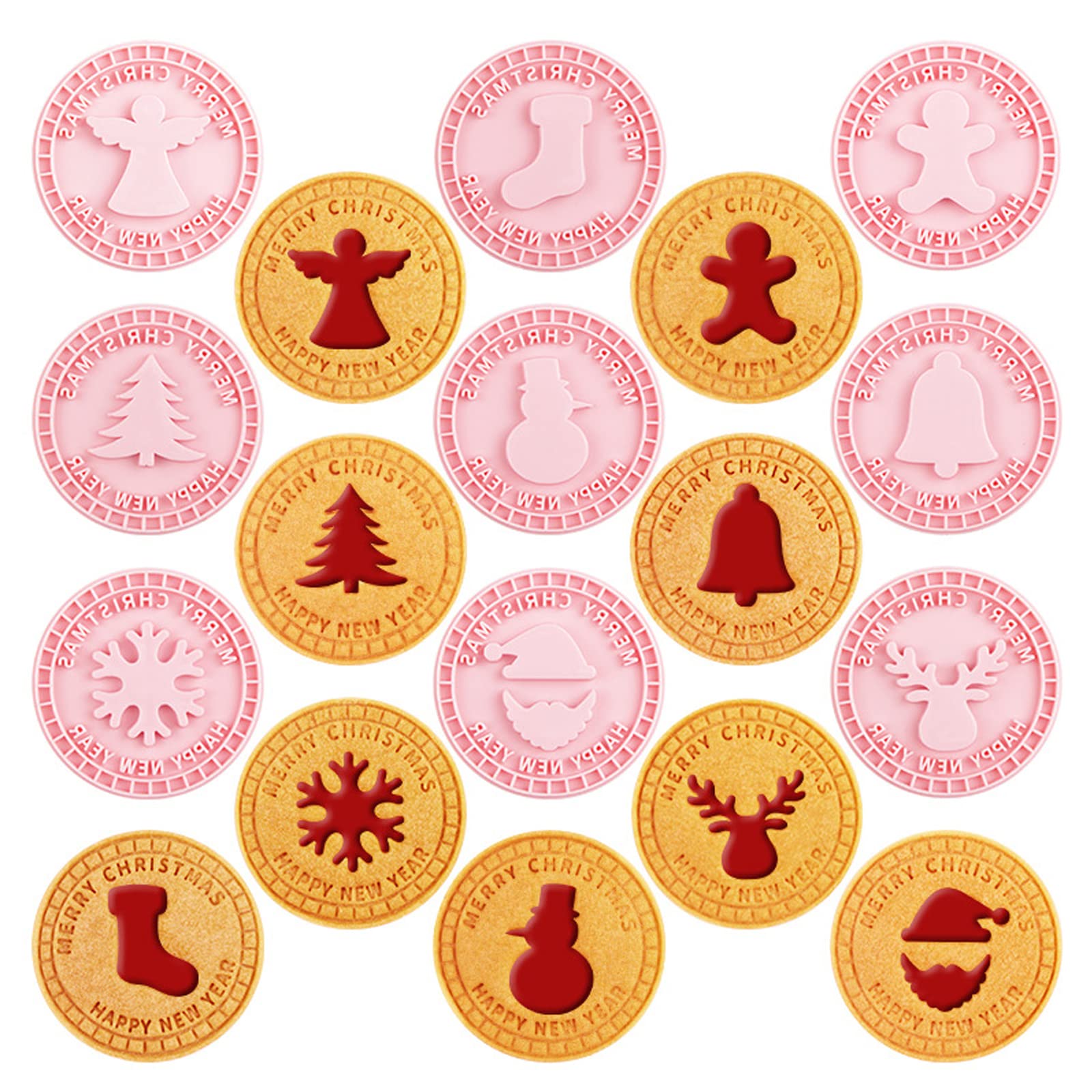 BSITSSS 9 Pcs Christmas Cookie Cutter Set, Christmas Cookie Cutters and Stamps Christmas Biscuit Cutters Cookie Stamp, Biscuit Stamp Cookie Cutters Various Shapes Christmas Cookies Cutter for Kids(A)