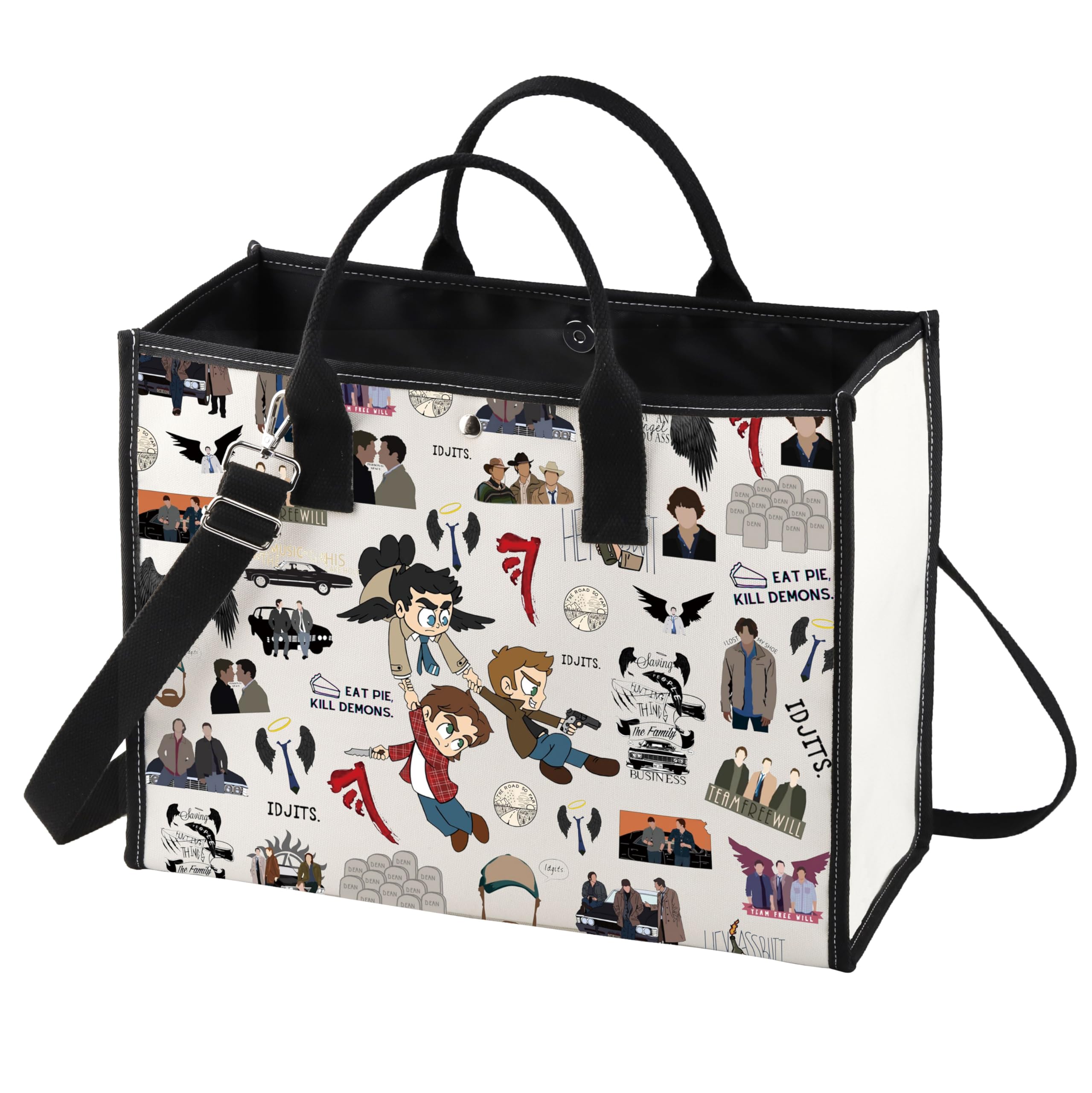 LEVLO Winchester Brothers Tote Bag Dean & Sam & John Fans Gift IDJITS Dean & Sam Shoulder Bag For TV Show Fans, Idjits Lt