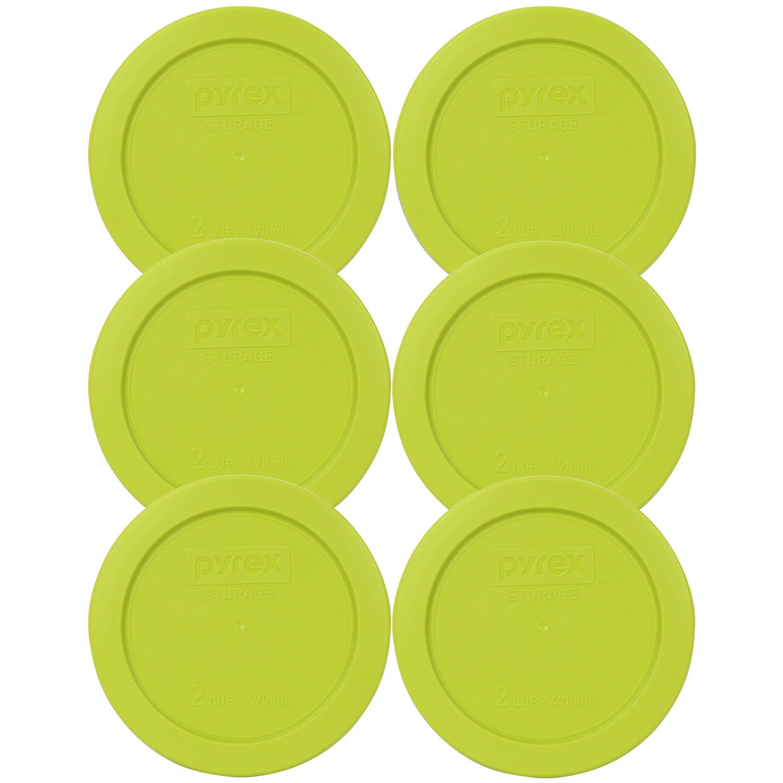 Pyrex 7200-PC 2 Cup Edamame Green Round Plastic Lid (6, Edamame Green)
