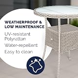 CASARIA Round Coffee Table 60cm | Outdoor Poly Rattan Side Table Beige view 3