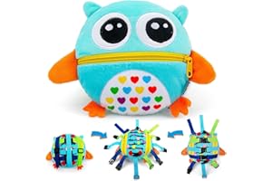 beetoy Sensory Buckle Pillow Zipper Toys for Toddlers 1-3, Toddler Travel Toys for Plane Keep Baby Busy Toys for Autistic Kids - Develop Fine Motor and Problem-Solving Skills