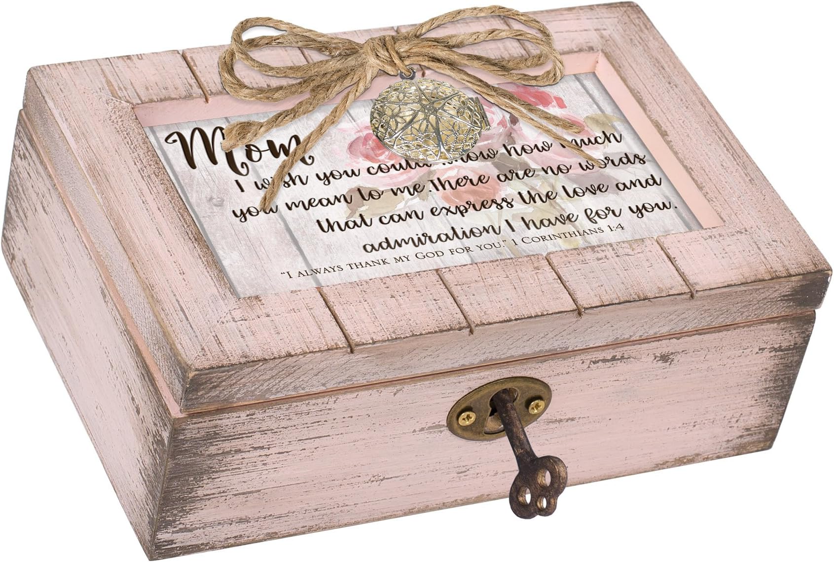 Cottage GardenCottage Garden Mom No Words Express The Love Blush Pink Distressed Locket Petite Music Box Plays How Great Thou Art