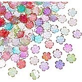 100 Pcs Flower Beads, 5-Petal Acrylic Spacer Beads Mini Golden Edge Floral Shaped Bead for Making DIY Craft, Jewelry Charms, Bracelets, Necklaces, Earrings (Colorful Gradient)​
