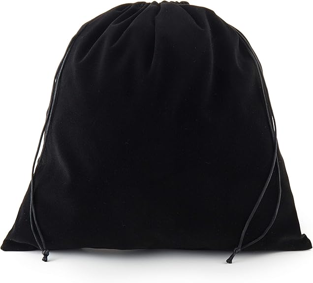 Sanrich Large Black Velvet Pouch Bags with Drawstring 5 Pack 14 x14