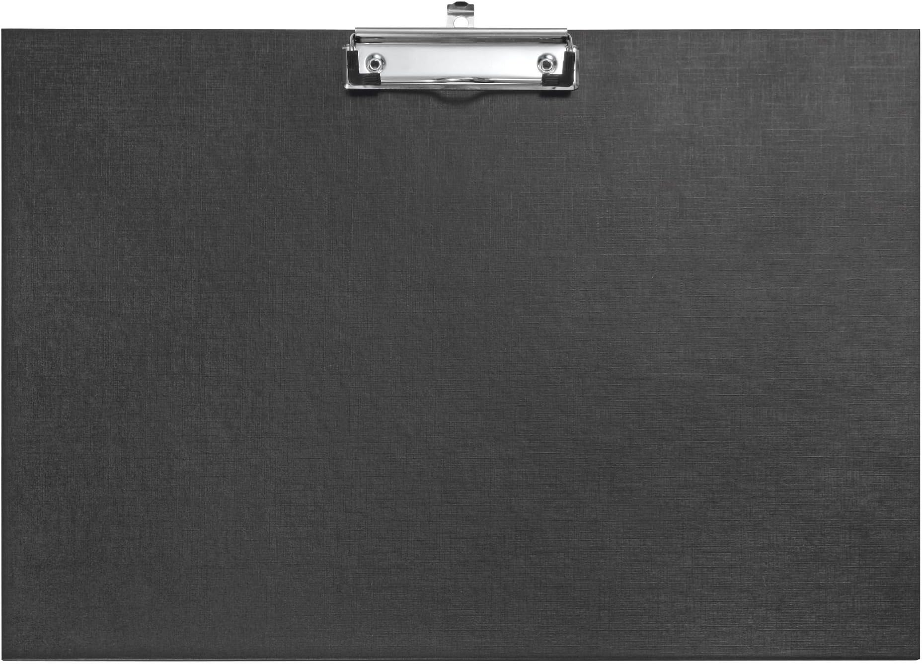 Veloflex 4812980 Clipboard A3 Horizontal Made of PP with Linen Texture Clasp Rubber Corners and Loop for Hanging Black
