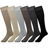 Yymobt 6 Pairs Warm Knee High Socks for Women Cotton Thick Stockings Thermal Socks Winter Warmers Accessories