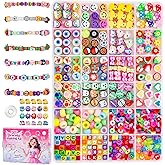 Taybonds Polymer Clay Beads Charms Bracelet Making Kit for Beginners, 740pcs DIY Jewelry Making with Pony Beads, Letter Beads, Charms & Elastic Cord – Gift for Party