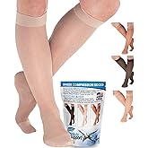 Made in USA Women Sheer Compression Socks for Travel – 20-30 mmHg Support for Flights, Swelling & Circulation Stockings, ATRAVEL205